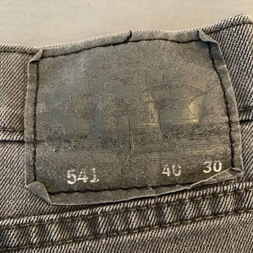 Levis 541 Jeans Mens 40x30 Gray Charcoal Wash Athletic Taper Stretch Denim Pants